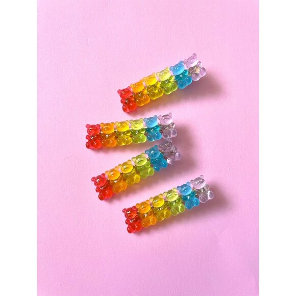 Gummy Bear Hair Clip Candy Rainbow Colour Hair Barrette For Girls - Picture 2 of 9